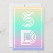 Holografische Gradiënt Modern Monogram Bruiloft Kaart (Voorkant)