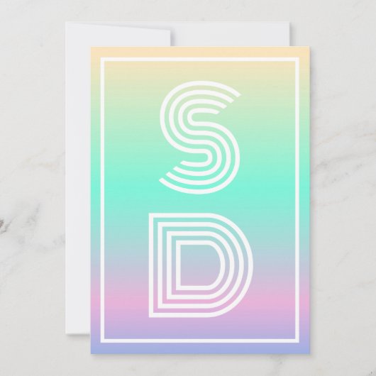 Holografische Gradiënt Modern Monogram Bruiloft Kaart (Voorkant)