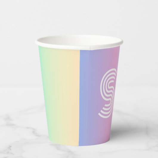 Holografische Gradiënt Monogram Chic Unieke Bruilo Papieren Bekers (Rechts)