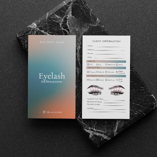 Holografische Gradiënt Wimper extensie Client Map Visitekaartje