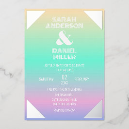 Holografische Gradiënt Zilveren Folie Lijst Bruilo Folie Uitnodiging