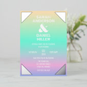 Holografische Gradiënt Zilveren Folie Lijst Bruilo Folie Uitnodiging (Staand Voorkant)