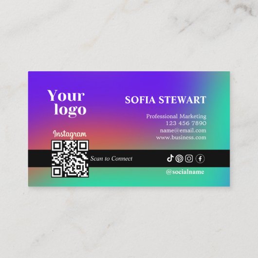 Holografische gradiëntscan om moderne vet te verbi visitekaartje (Achterkant)