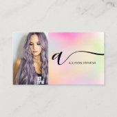 Holografische haarmake-up foto initiaal qr code visitekaartje (Voorkant)