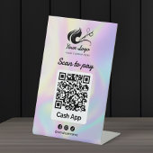 Holografische Haarsalon Logo Cashapp Scan om te Be Reclamebord Met Voetstuk