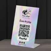 Holografische Haarsalon Logo Paypal Scan te betale Reclamebord Met Voetstuk