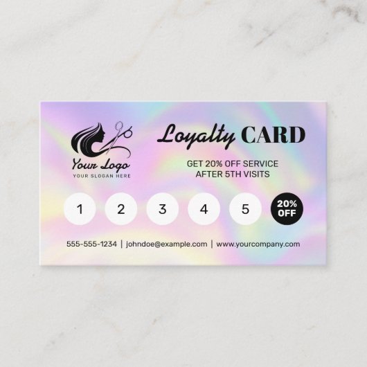 Holografische Haarstylist Logo Reward Klantenkaartje (Voorkant)