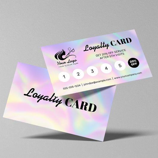 Holografische Haarstylist Logo Reward Klantenkaartje