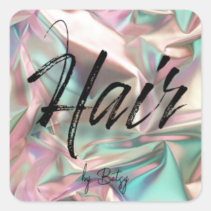 holografische haarstylist vierkante sticker