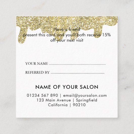 Holografische handtekening Modern Glam Gold Glitte Aanbevelingskaartje (Achterkant)