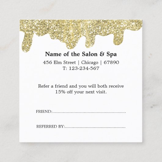 Holografische handtekening Modern Glam Gold Glitte Aanbevelingskaartje (Achterkant)