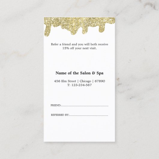 Holografische handtekening Modern Glam Gold Glitte Aanbevelingskaartje (Achterkant)