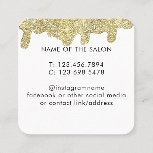 Holografische handtekening Modern Glam Gold Glitte Afsprakenkaartje (Achterkant)