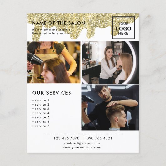 Holografische handtekening Modern Glam Gold Glitte Flyer (Voorkant)