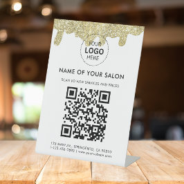 Holografische handtekening Modern Glam Gold Glitte Reclamebord Met Voetstuk