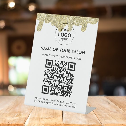 Holografische handtekening Modern Glam Gold Glitte Reclamebord Met Voetstuk