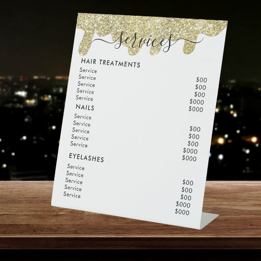 Holografische handtekening Modern Glam Gold Glitte Reclamebord Met Voetstuk
