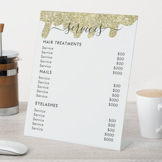 Holografische handtekening Modern Glam Gold Glitte Reclamebord Met Voetstuk (Insitu)