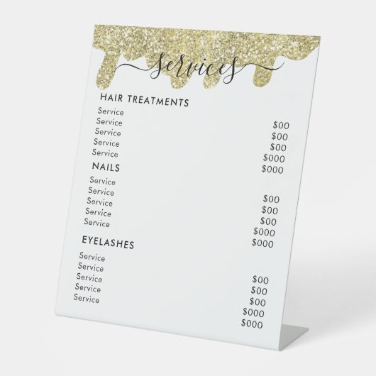 Holografische handtekening Modern Glam Gold Glitte Reclamebord Met Voetstuk (Voorkant)