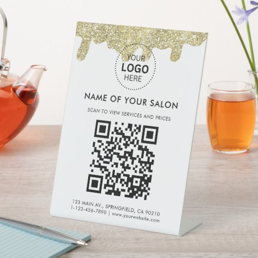 Holografische handtekening Modern Glam Gold Glitte Reclamebord Met Voetstuk (Insitu)