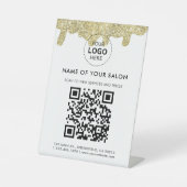 Holografische handtekening Modern Glam Gold Glitte Reclamebord Met Voetstuk (Voorkant)