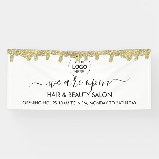 Holografische handtekening moderne glamour glitter spandoek (Horizontaal)