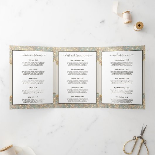 Holografische Handtekening Script Moderne Salon Br Drieluik Kaart (Binnen)