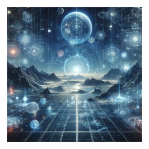 Holografische harmonie: futuristische digitale kun foto afdruk