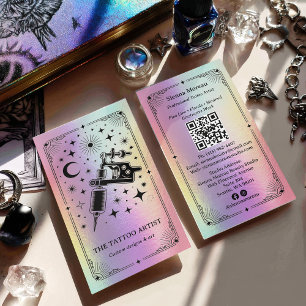 Holografische Hemelse Tarot Tatoeagekunstenaar QR Visitekaartje