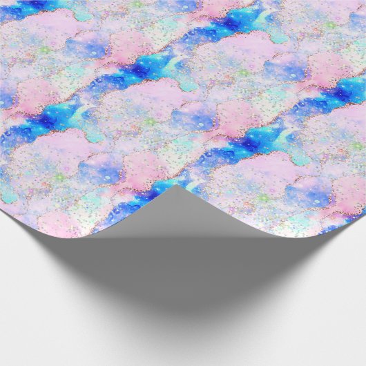 Holografische Iridescent Agate Pastel Moderne Marm Cadeaupapier (Hoek)