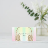 Holografische Iridescent Gold Glitter Headphone DJ Visitekaartje (Staand voorkant)