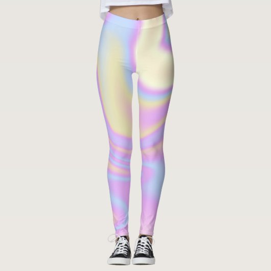 Holografische Iridescent Levendig kleurig Leggings (Voorkant)