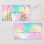 Holografische Iridescent Ombre Glitter Hoofdtelefo Visitekaartje (Voorkant / Achterkant)