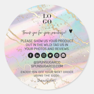 Holografische Iridescent Opal Gem Business Harteli Ronde Sticker