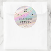 Holografische Iridescent Opal Gem Business Harteli Ronde Sticker (Tas)