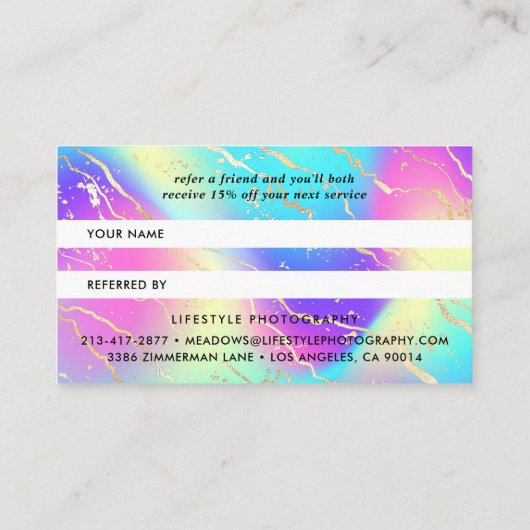 Holografische Iridescent Opal Gemstone Reference K Aanbevelingskaartje (Achterkant)