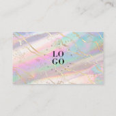 Holografische Iridescent Opal Marmer Dank u Visitekaartje (Achterkant)
