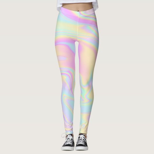 Holografische Iridescent Pastel Rainbow-Leggings Leggings (Voorkant)