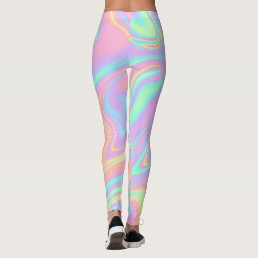 Holografische Iridescent Trippy Multicolor Fluid Leggings (Achterkant)