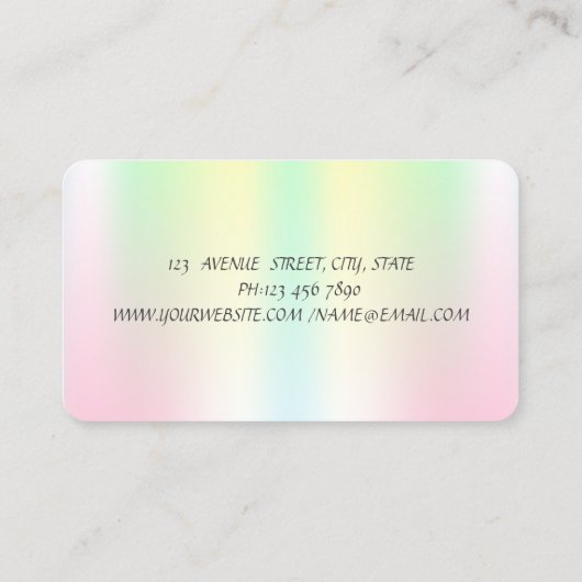 Holografische Iridescent Women Yoga Instructor Visitekaartje (Achterkant)
