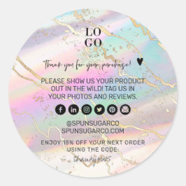 Holografische Iridescente Opal Sieraden Bedankt Ronde Sticker