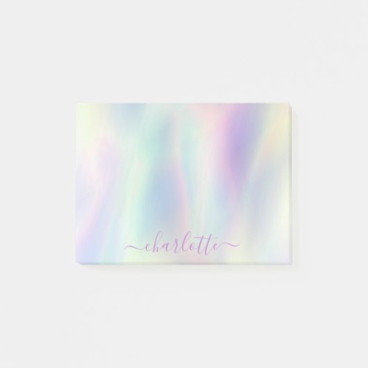 Holografische Iridescente Pastel Regenboog Naam Post-it® Notes (Voorkant)