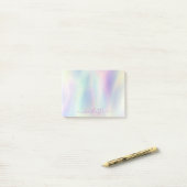 Holografische Iridescente Pastel Regenboog Naam Post-it® Notes (Op bureau)