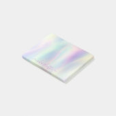 Holografische Iridescente Pastel Regenboog Naam Post-it® Notes (Schuin)