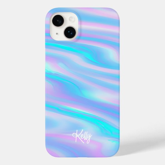 Holografische Iridiscent gepersonaliseerde naam Case-Mate iPhone Case (Achterkant)