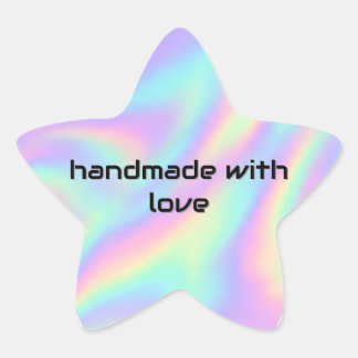 Holografische Iridiserende Handgemaakte met Liefde Ster Sticker