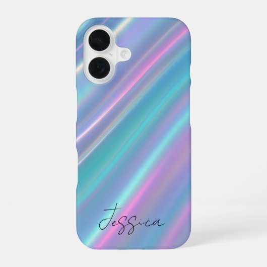 Holografische Iriserende Golven iPhone 16 Hoesje (Achterkant)