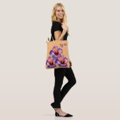 Holografische iriserende hibiscusbloemen tote bag (Op model)