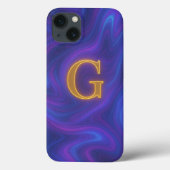 Holografische iriserende Marmeren Monogram Telefoo Case-Mate iPhone Case (Achterkant)