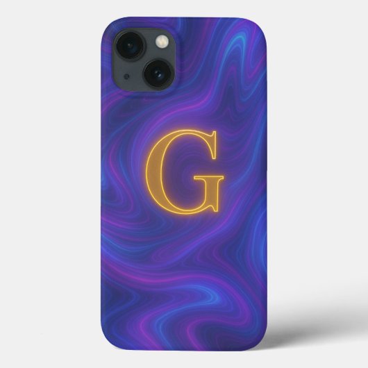 Holografische iriserende Marmeren Monogram Telefoo Case-Mate iPhone Case (Achterkant)